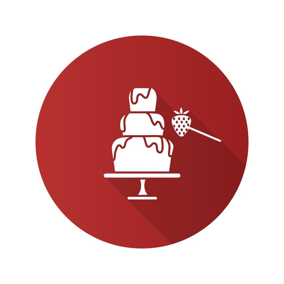 icône de glyphe de grandissime design plat fondue. fontaine de chocolat et fraise. illustration vectorielle vecteur