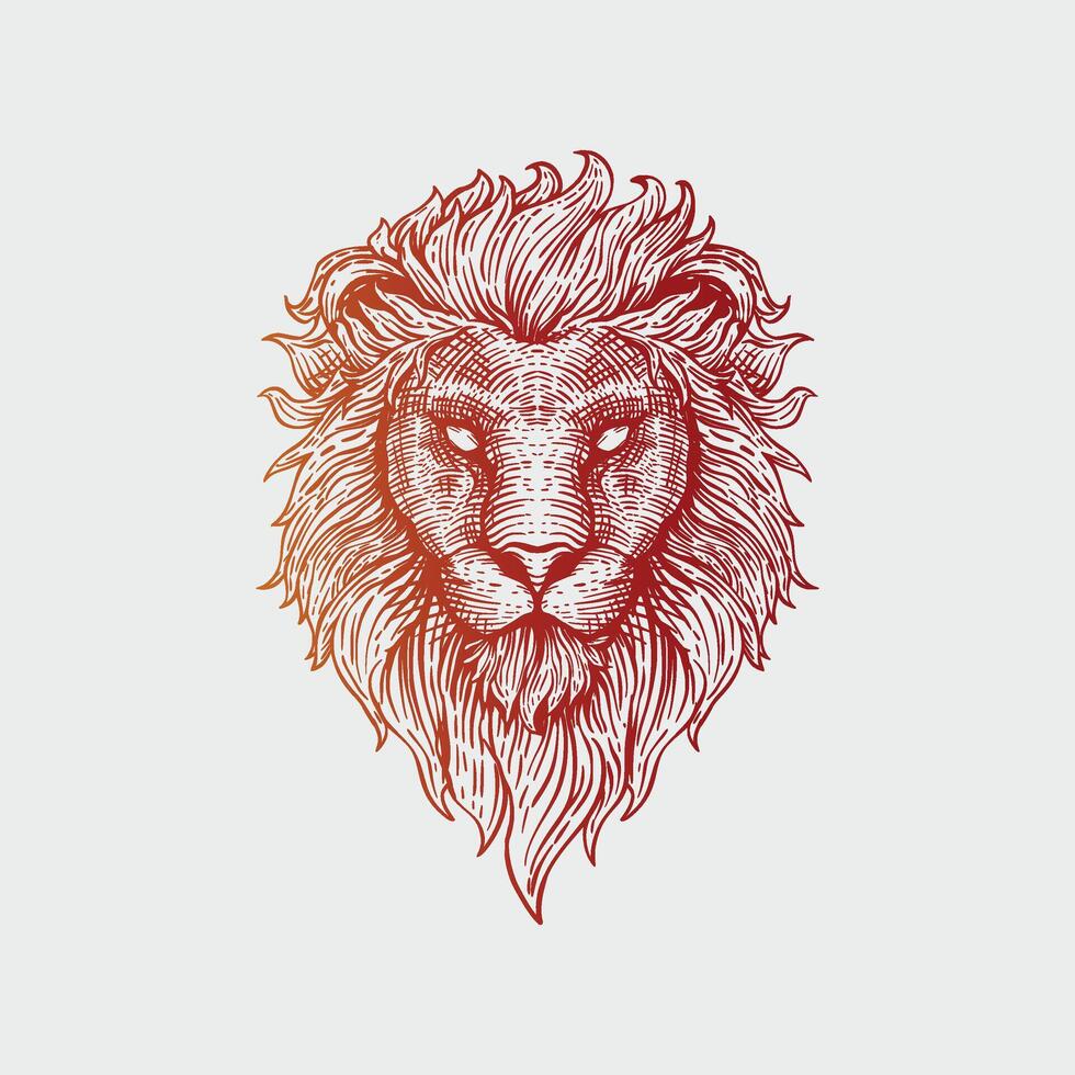 Lion tiré dans ancien gravure style vecteur