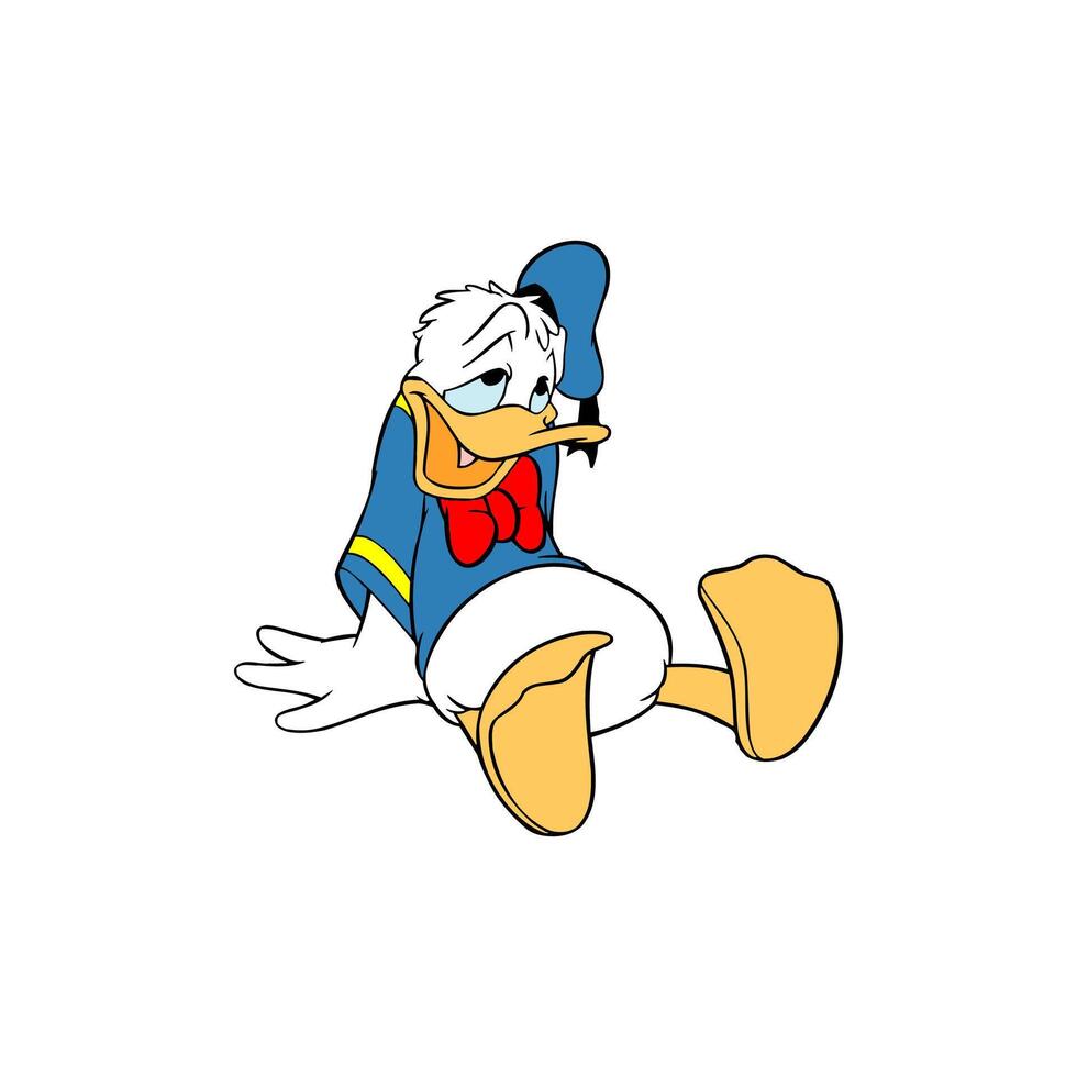 disney personnage Donald canard fatigué dessin animé animation vecteur