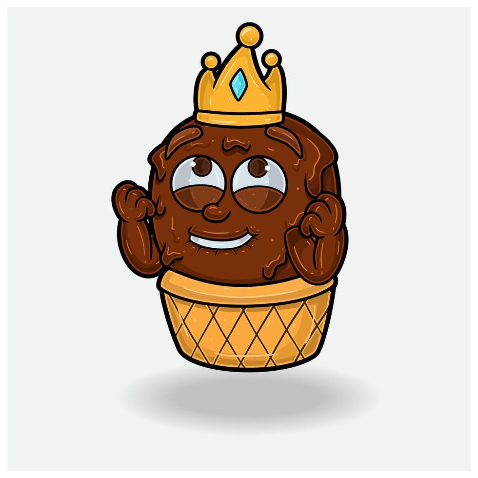 la glace crème avec content expression. mascotte dessin animé personnage pour saveur, souche, étiquette et emballage produit. vecteur