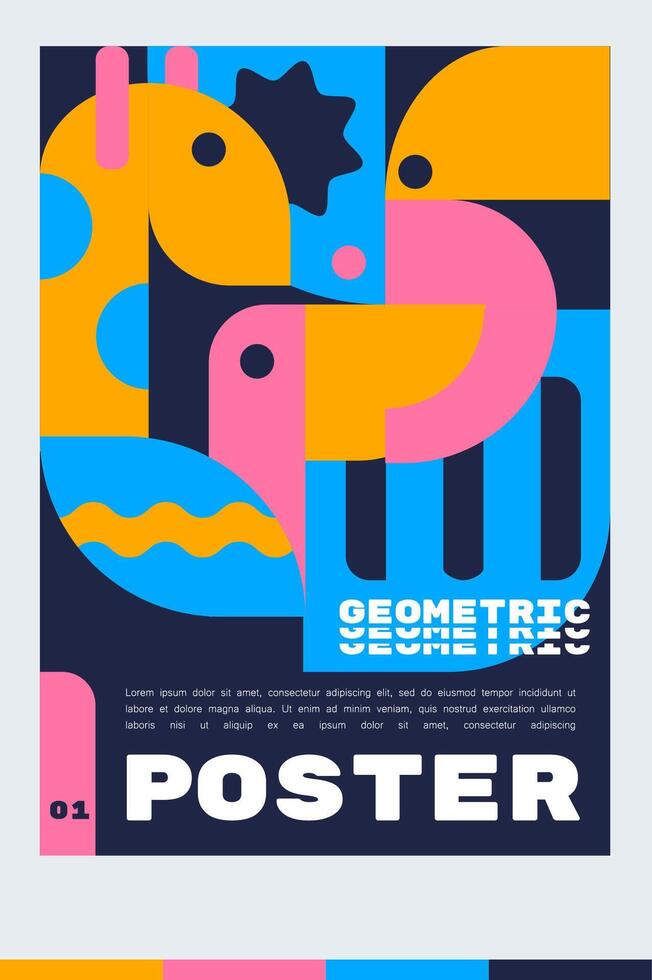 conception modèle pour un a4 affiche ou bannière avec une animal géométrique. illustration forme. minimaliste et scandinave conception style. vecteur