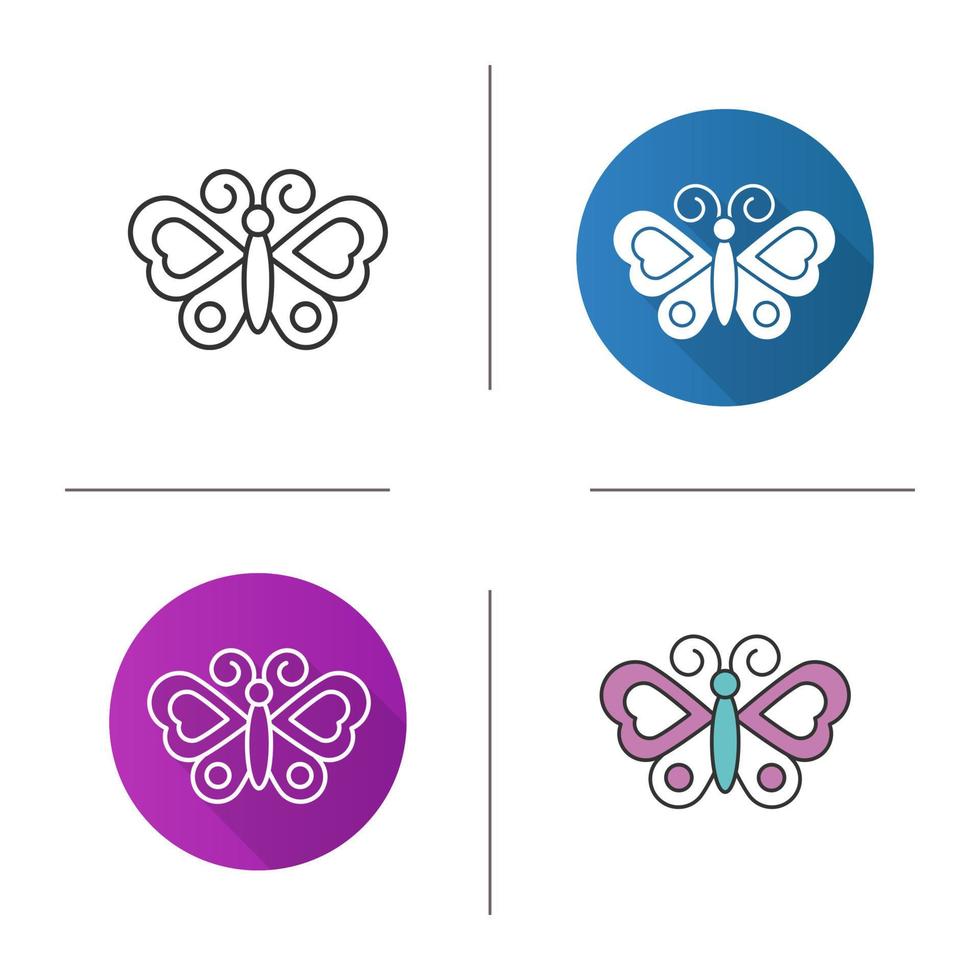 icône de papillon. design plat, styles linéaires et de couleur. papillon. illustrations vectorielles isolées vecteur