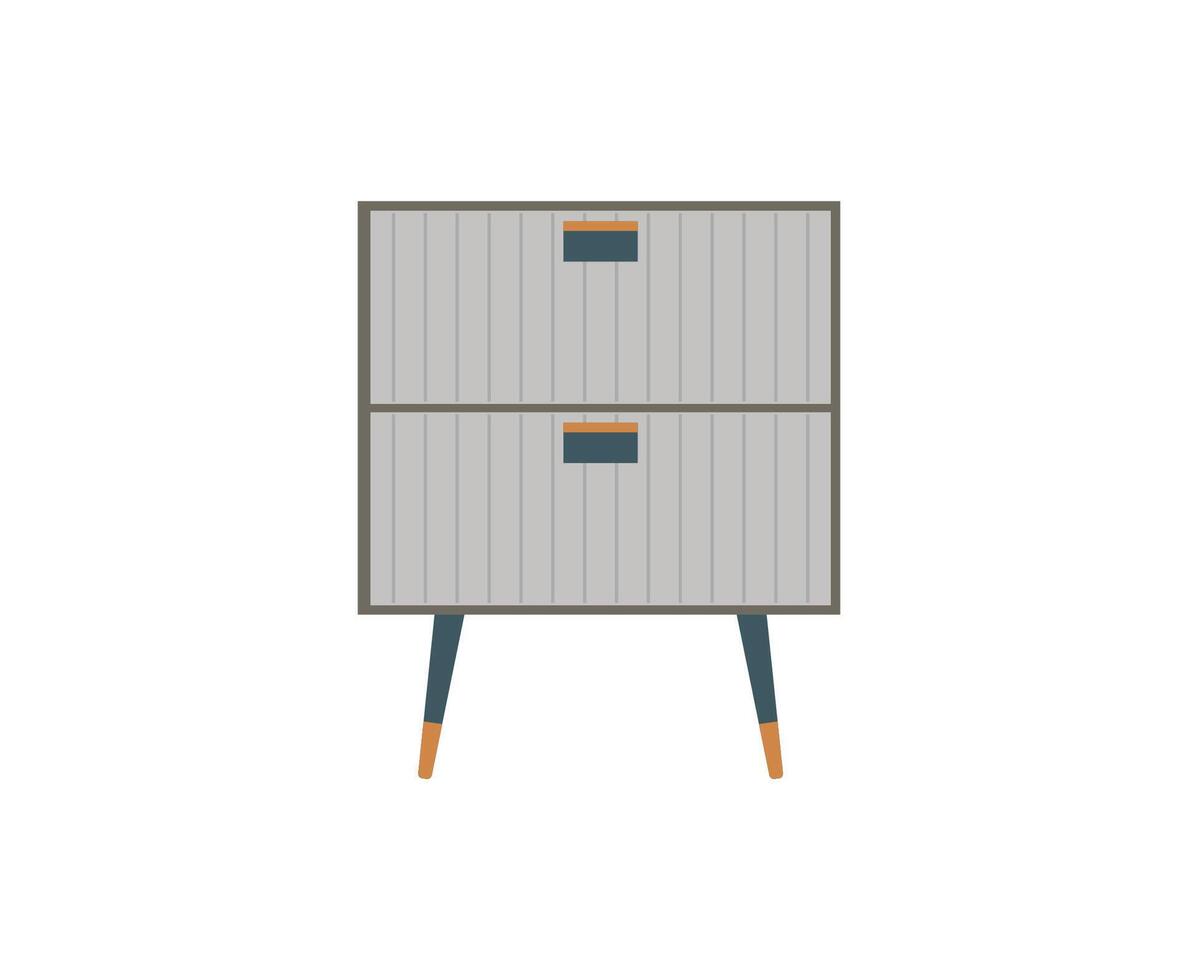 poitrine de tiroirs, chevet table ensemble . en bois textures. dessin animé maison équipement pour intérieur. illustration de meubles isolé vecteur