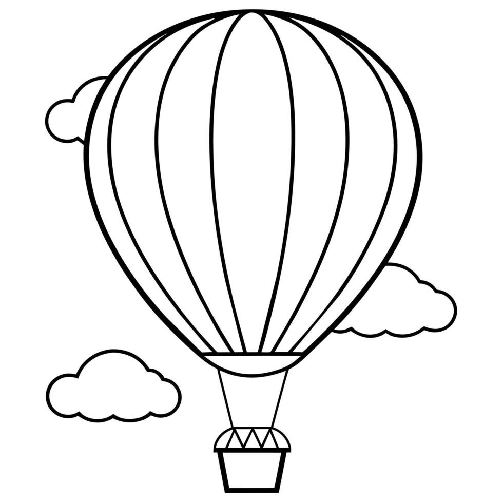 chaud air ballon sur le ciel contour coloration livre page ligne art illustration numérique dessin vecteur