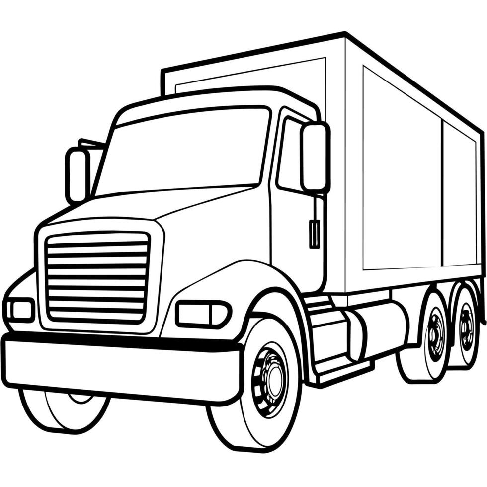 un camion contour coloration livre page ligne art illustration numérique dessin vecteur