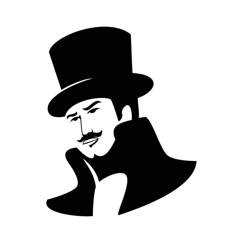 gentilhomme logo modèle. homme avec chapeau silhouette signe, symbole illustration. vecteur