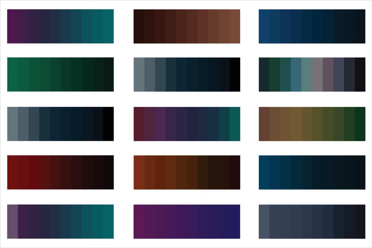 Couleur palettes 1, 15x10 , sombre, découvrir 20 ensembles de vibrant Couleur palettes 5 unique couleurs chaque pour élégant dessins lumière, sombre, ancien, rétro inspirations, Nouveau vecteur