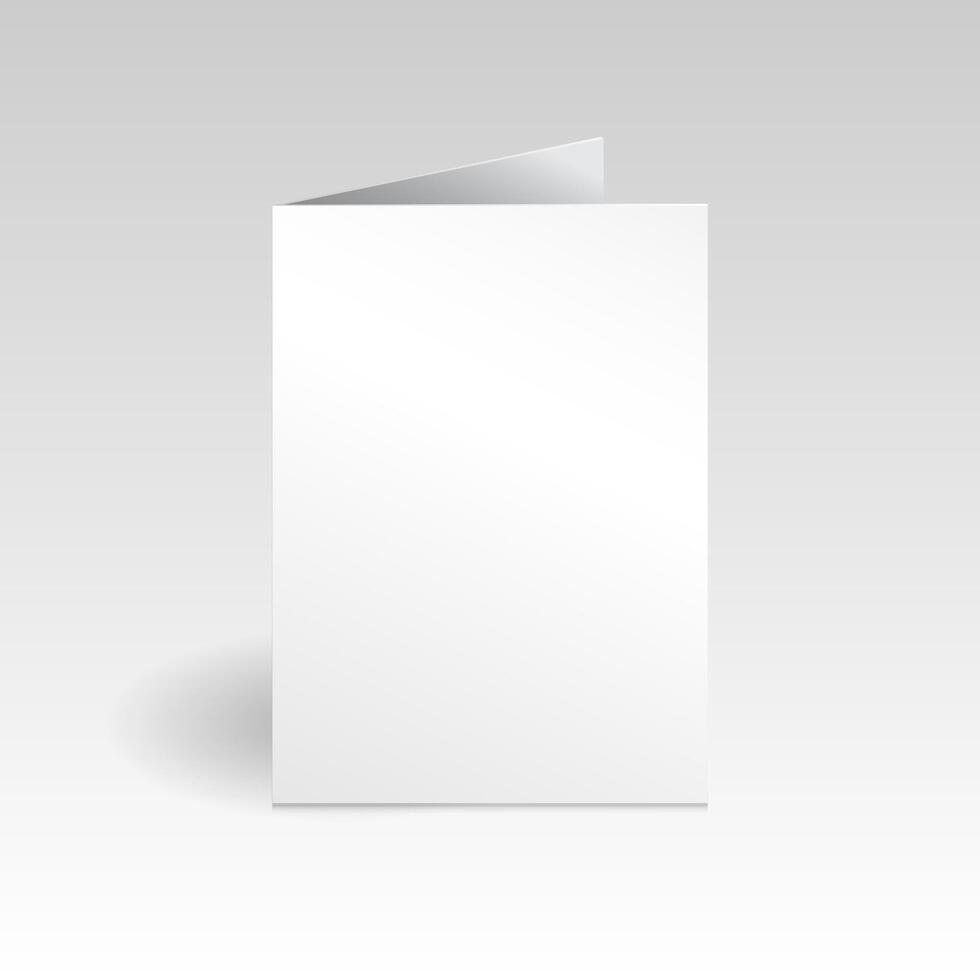 blanc verticale salutation carte maquette modèle. isolé sur lumière pente gris Contexte avec ombre. vecteur
