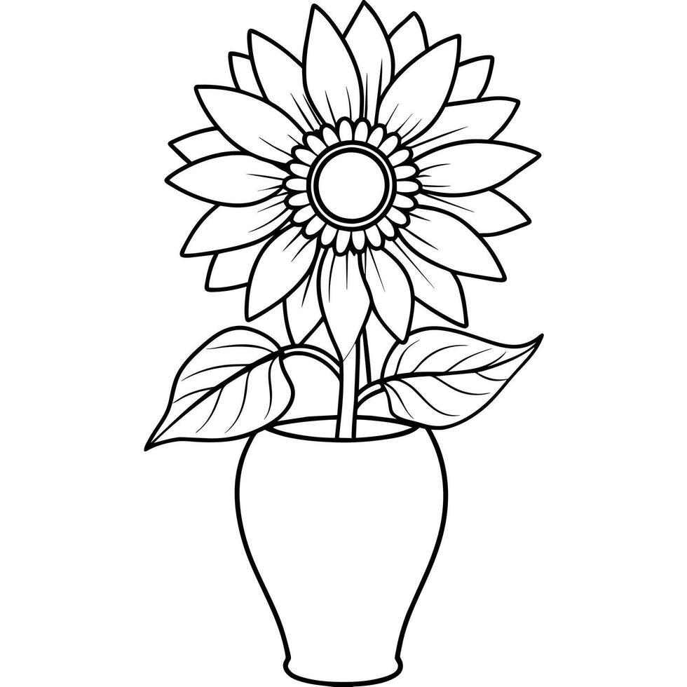 tournesol fleur contour illustration coloration livre page conception, tournesol fleur noir et blanc ligne art dessin coloration livre pages pour les enfants et adultes vecteur