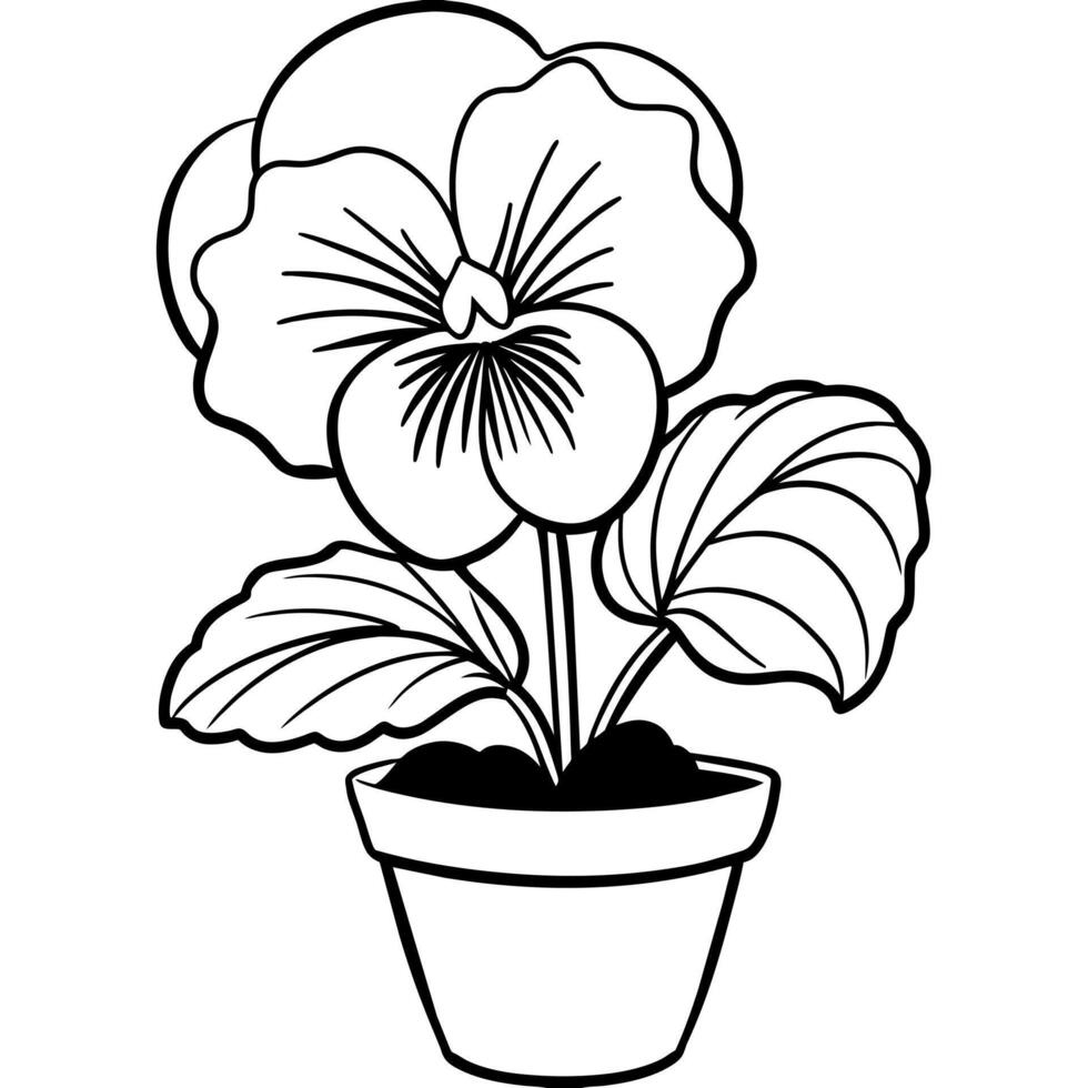 pensée fleur contour illustration coloration livre page conception, pensée fleur bouquet noir et blanc ligne art dessin coloration livre pages pour les enfants et adultes vecteur