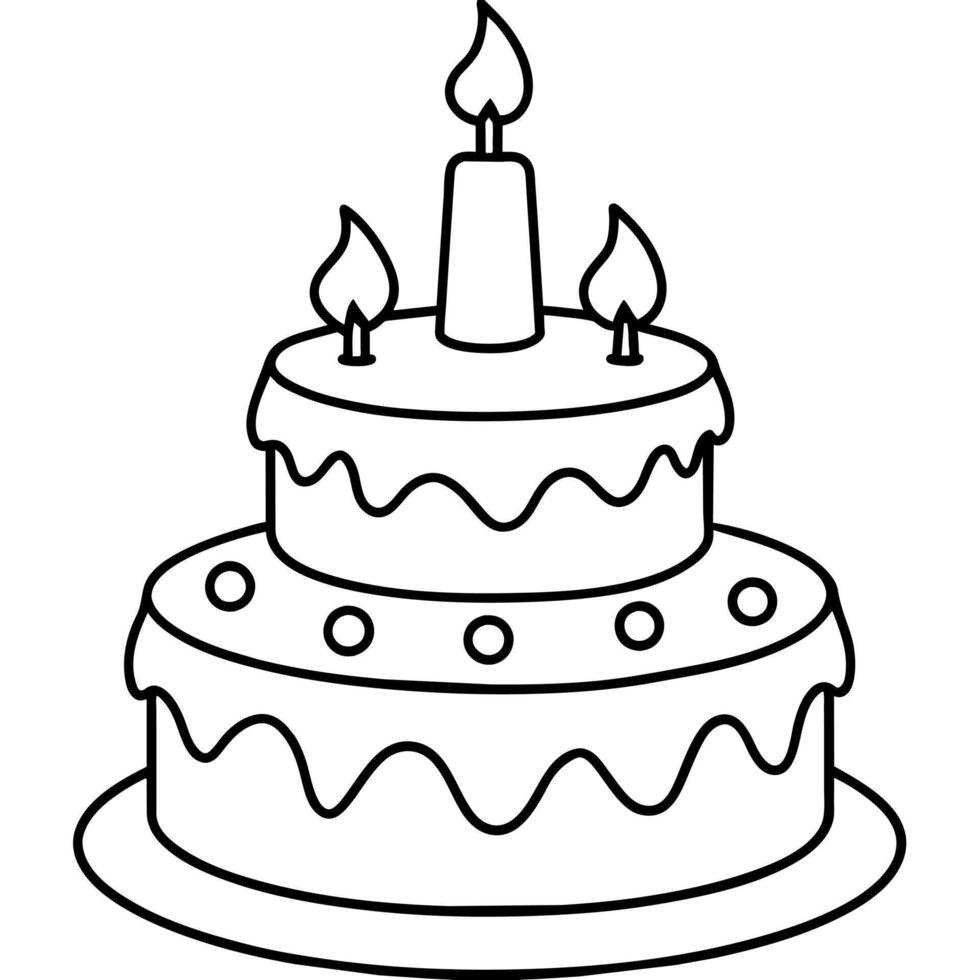 rouge velours gâteau contour coloration livre page ligne art illustration numérique dessin vecteur