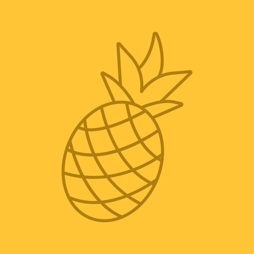 icône linéaire de couleur ananas. symboles de contour de ligne mince sur fond de couleur. illustration vectorielle vecteur