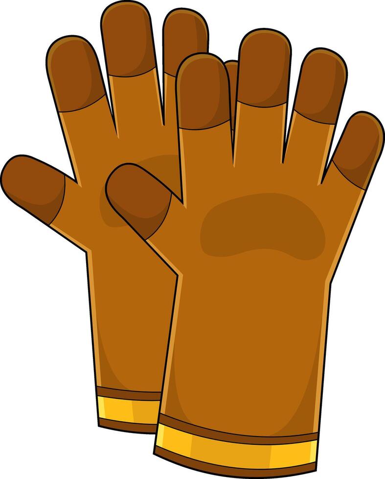 dessin animé paire de marron jardiniers main gants vecteur