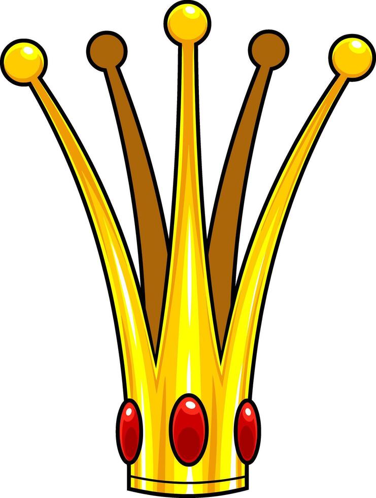 dessin animé d'or couronne avec rouge diamants vecteur
