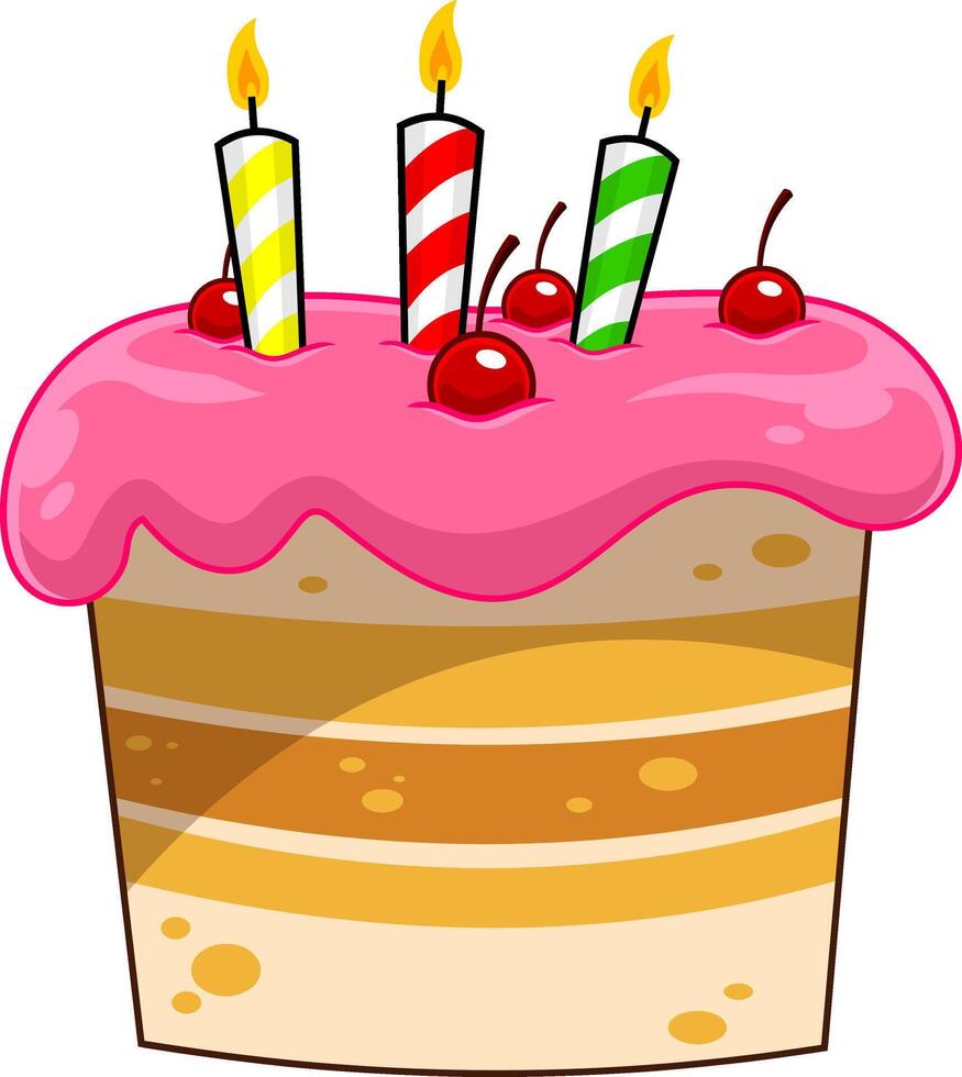 dessin animé anniversaire gâteau avec bougies vecteur