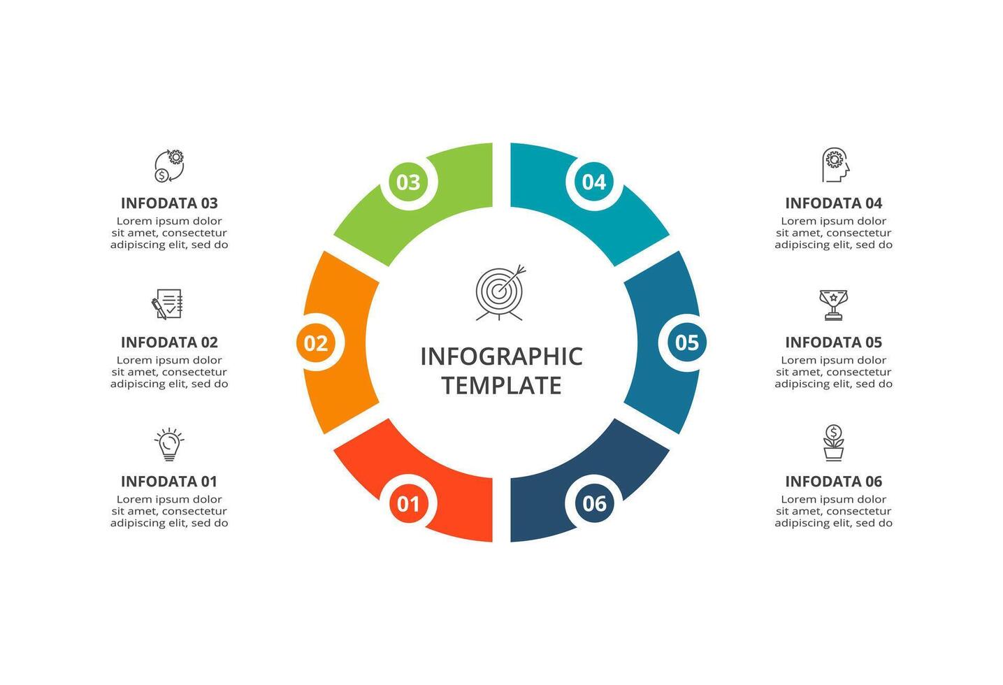 Créatif concept pour infographie avec 6 pas, choix, les pièces ou processus. affaires Les données visualisation. vecteur