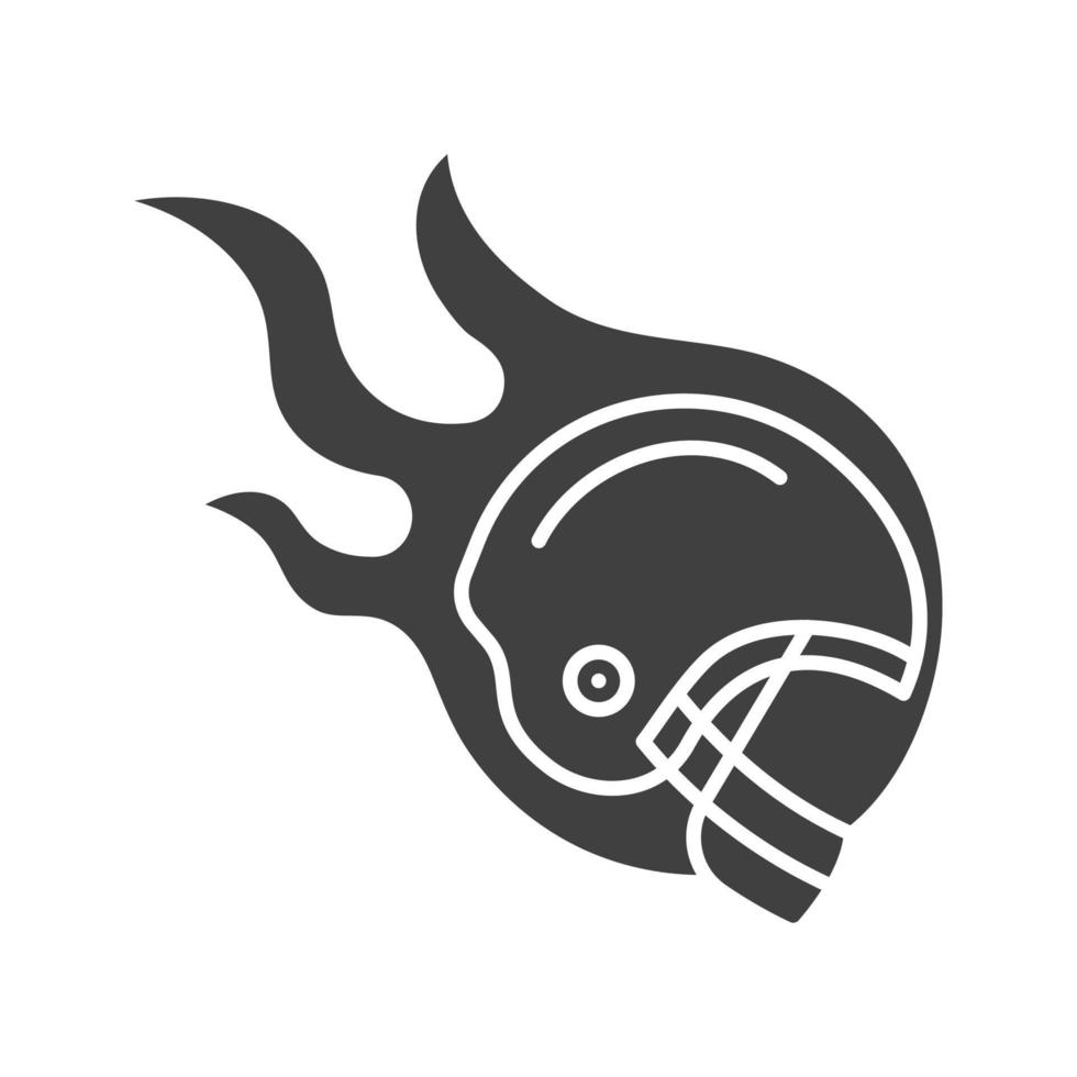 icône de glyphe de casque de joueur de rugby brûlant. symbole de silhouette. espace négatif. illustration vectorielle isolée vecteur