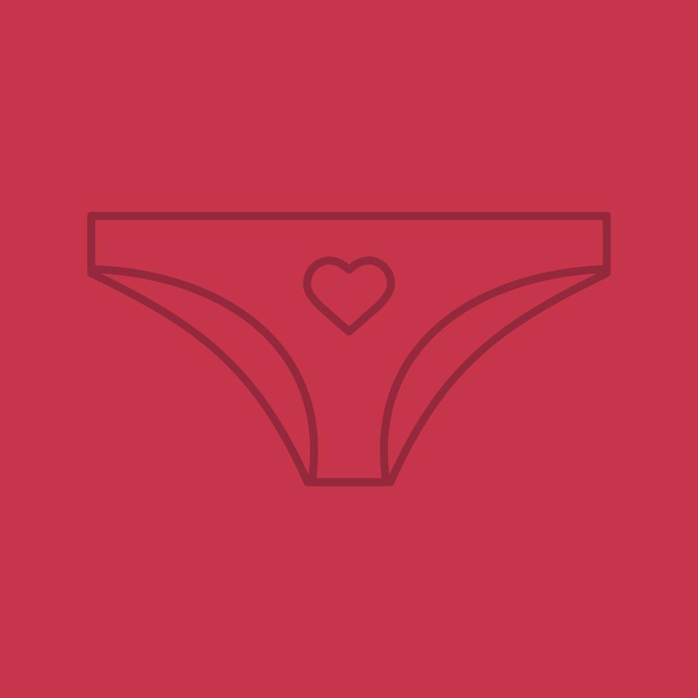 icône linéaire de couleur culotte. culotte pour femme en forme de coeur. symboles de contour de ligne mince sur fond de couleur. illustration vectorielle vecteur