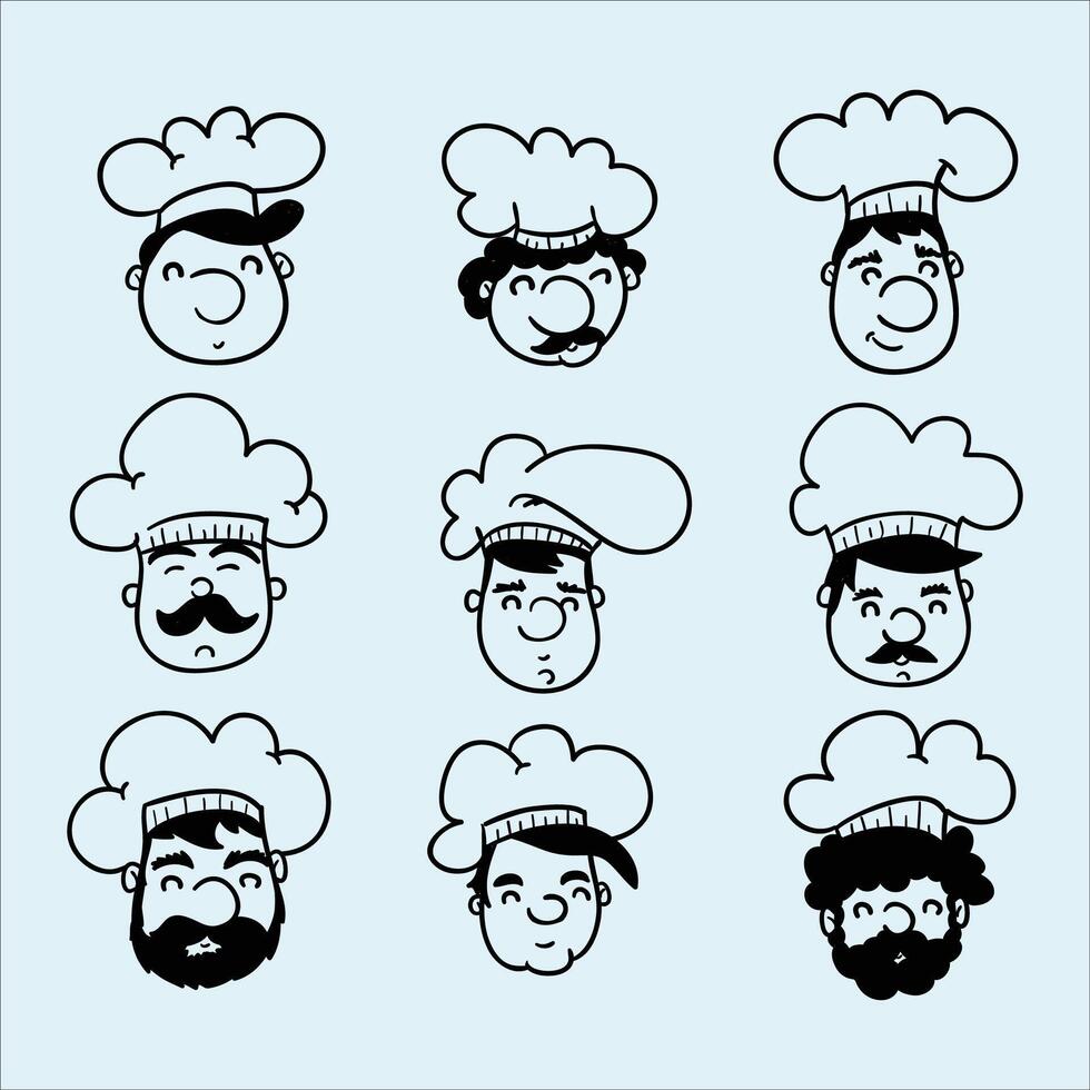 ensemble de dessin animé chefs avec Chapeaux vecteur