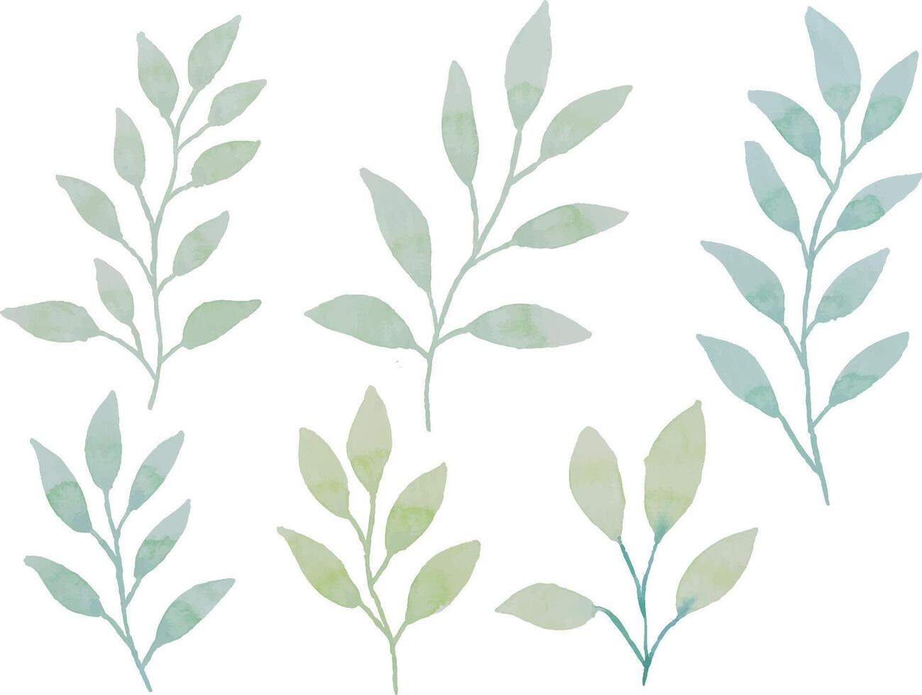 assortiment de aquarelle feuilles illustration ensemble - vert feuille branches collection pour mariage, salutations, Stationnaire, fonds d'écran, mode, Contexte. olive, vert feuilles, eucalyptus etc vecteur