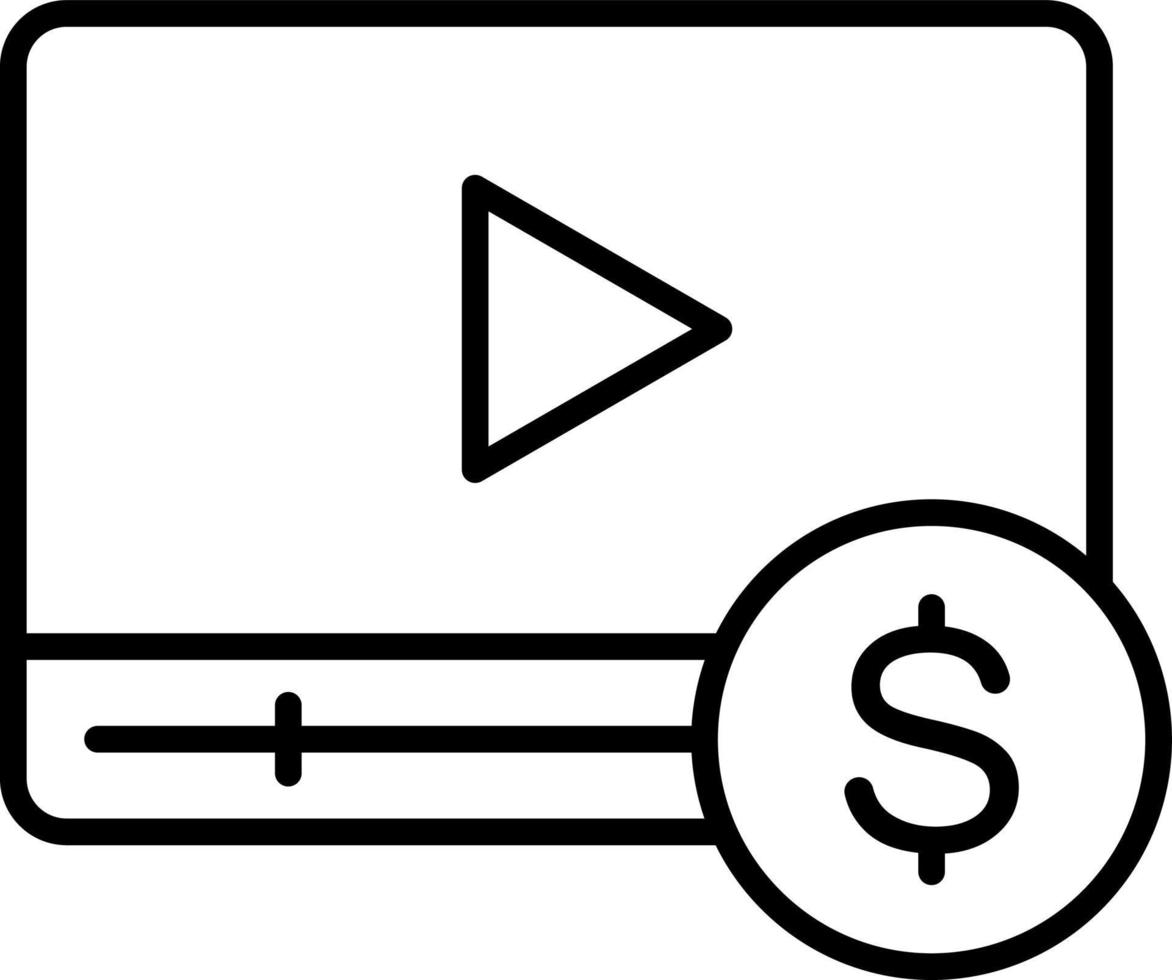 icône de ligne de média payant vecteur