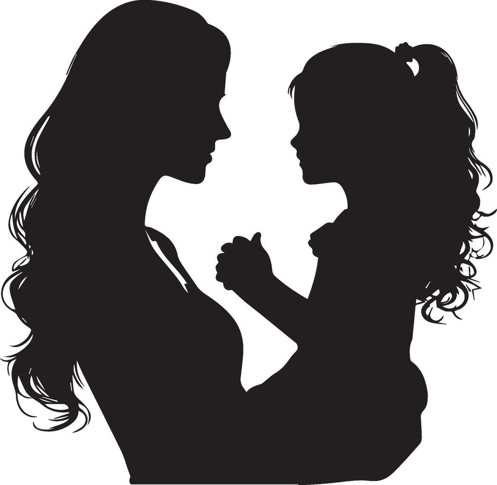 mère et enfant silhouette avec blanc Contexte. de la mère journée concept vecteur