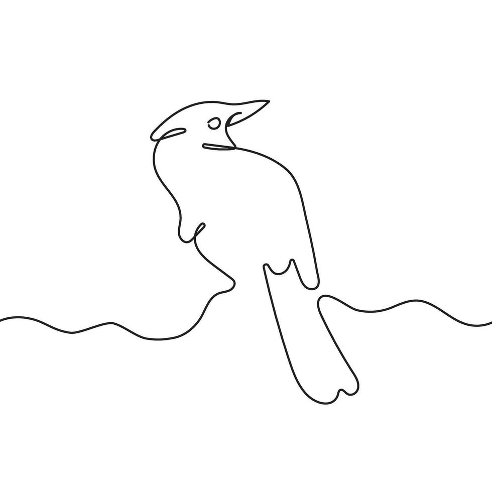 à plumes oiseau un continu ligne dessin, , isolé sur blanc Contexte. vecteur