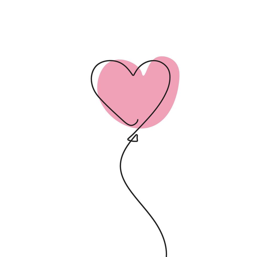 l'amour ballon Valentin continu ligne un ligne dessin isolé illustration vecteur