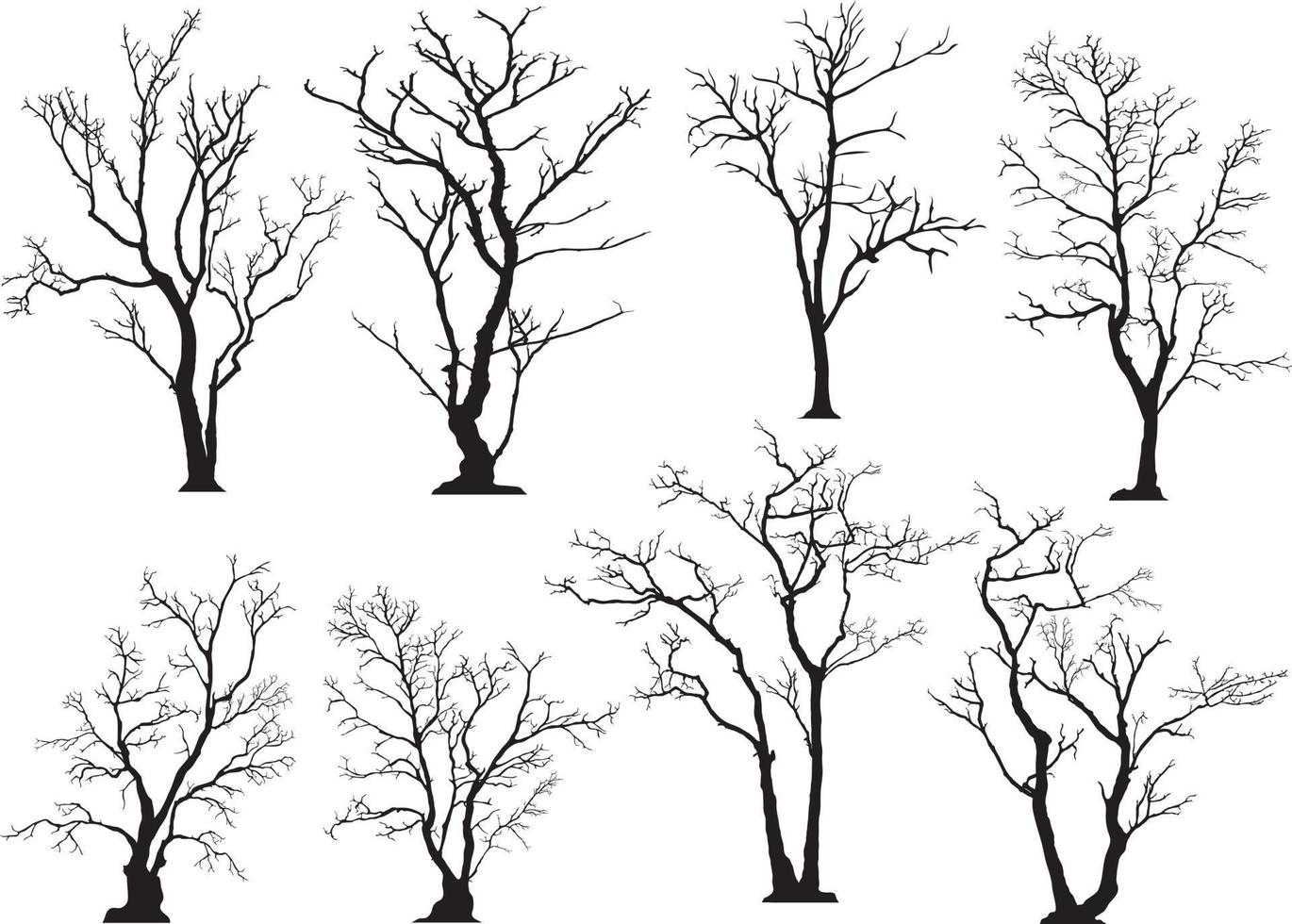 silhouette d'arbre sans feuilles vecteur