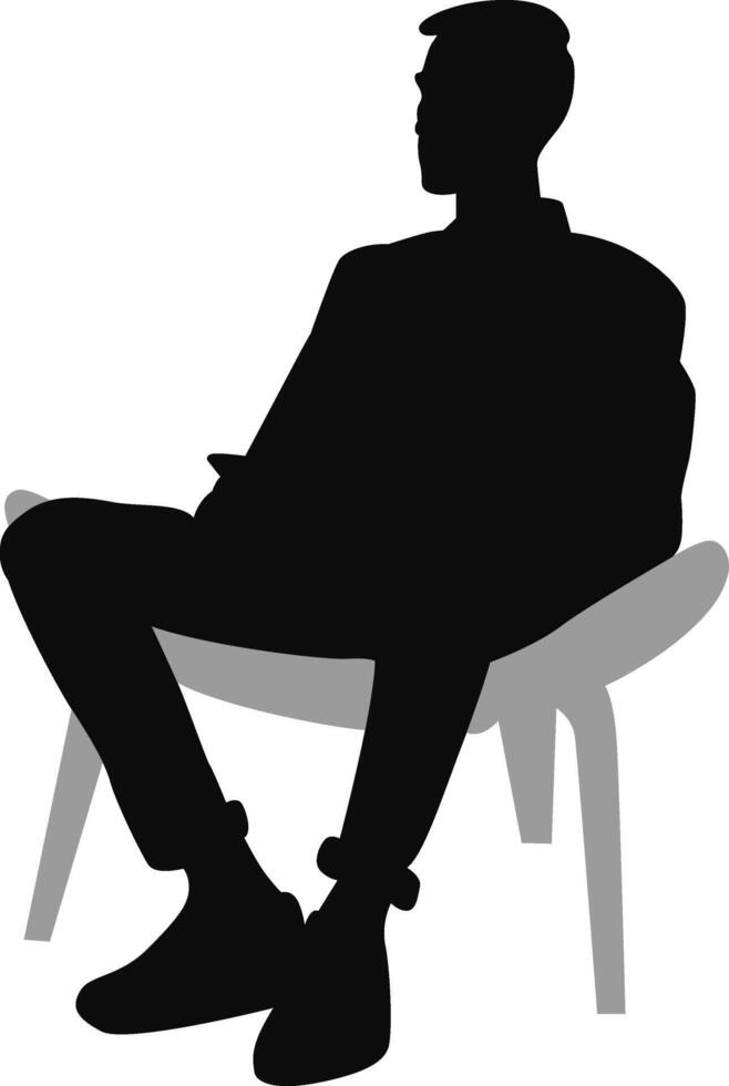 silhouette homme séance sur fauteuil vecteur