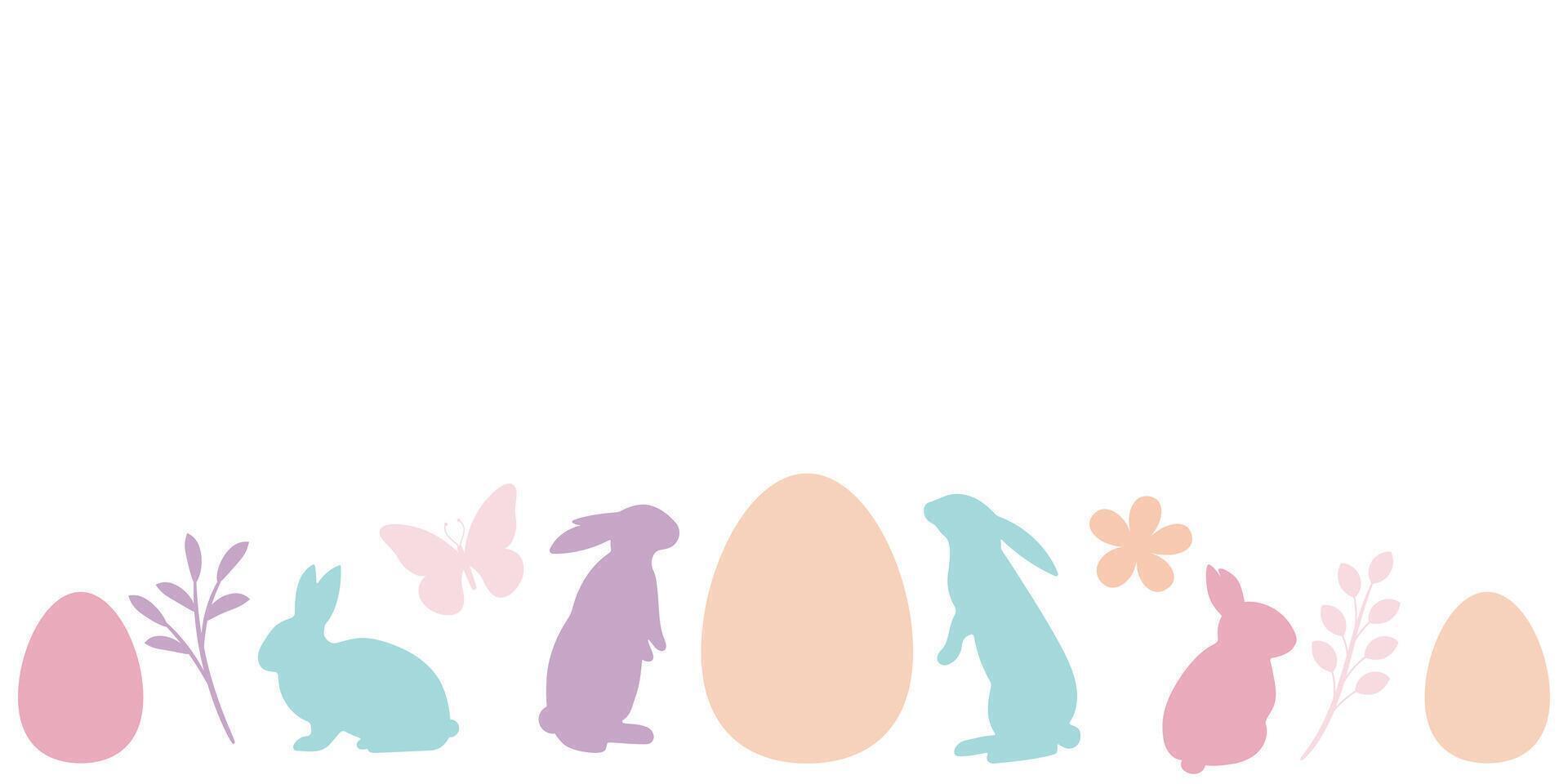 pastel Pâques vacances décoratif salutation frontière, vacances arrière-plan, illustration concept vecteur