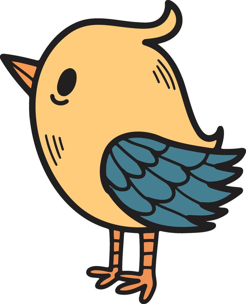 une dessin animé oiseau avec une pointu le bec est permanent sur ses de derrière jambes vecteur