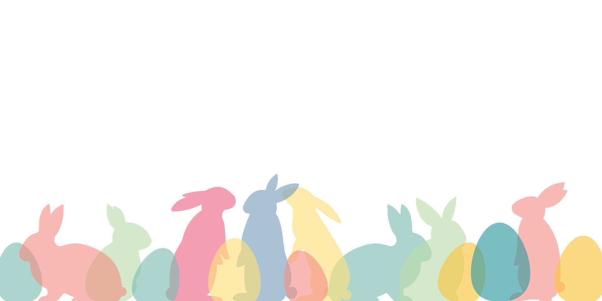 coloré Pâques lapin frontière, vacances fête bannière avec des œufs et lapin silhouettes, de fête Contexte vecteur