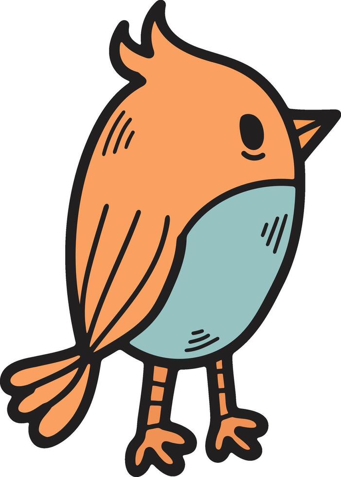 une dessin animé oiseau avec une pointu le bec est permanent sur ses de derrière jambes vecteur