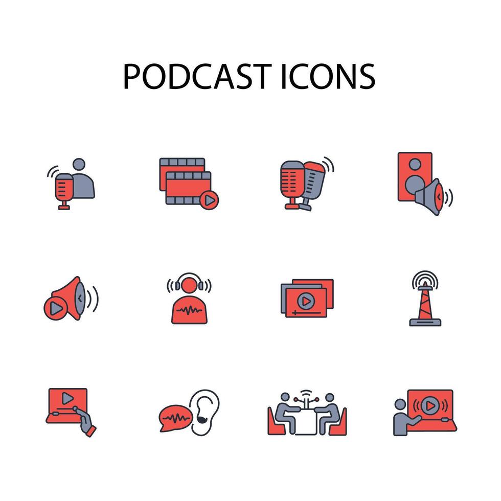 Podcast icône définir..modifiable course.linéaire style signe pour utilisation la toile conception, logo.symbole illustration. vecteur