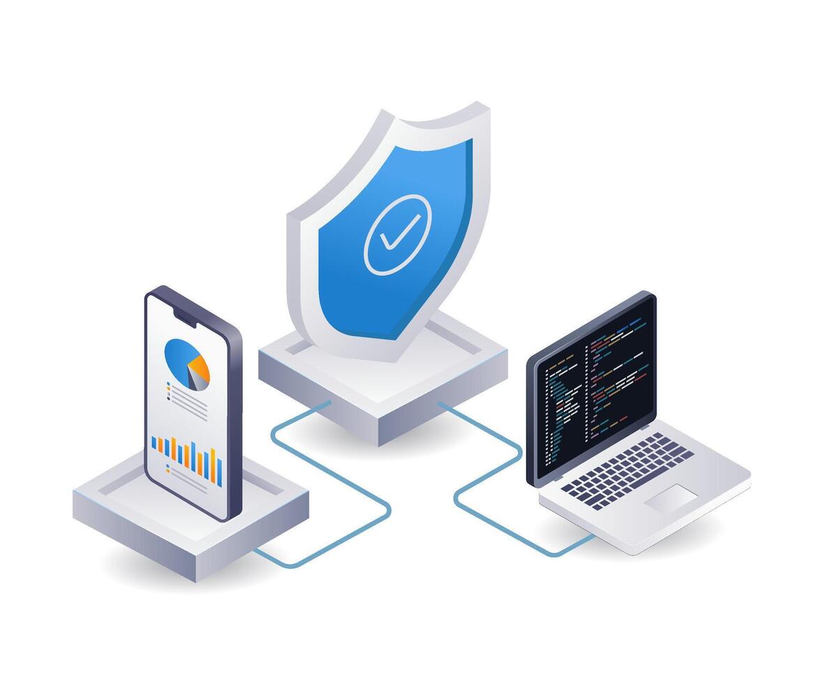 Sécurité nuage serveur Les données analyste, infographie 3d illustration plat isométrique vecteur