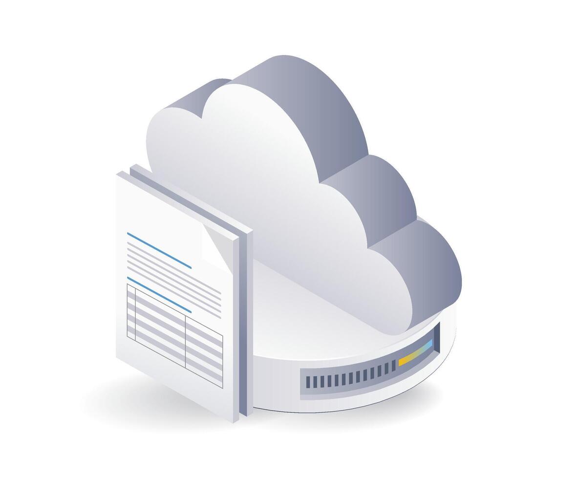 La technologie nuage serveur données, infographie 3d illustration plat isométrique vecteur