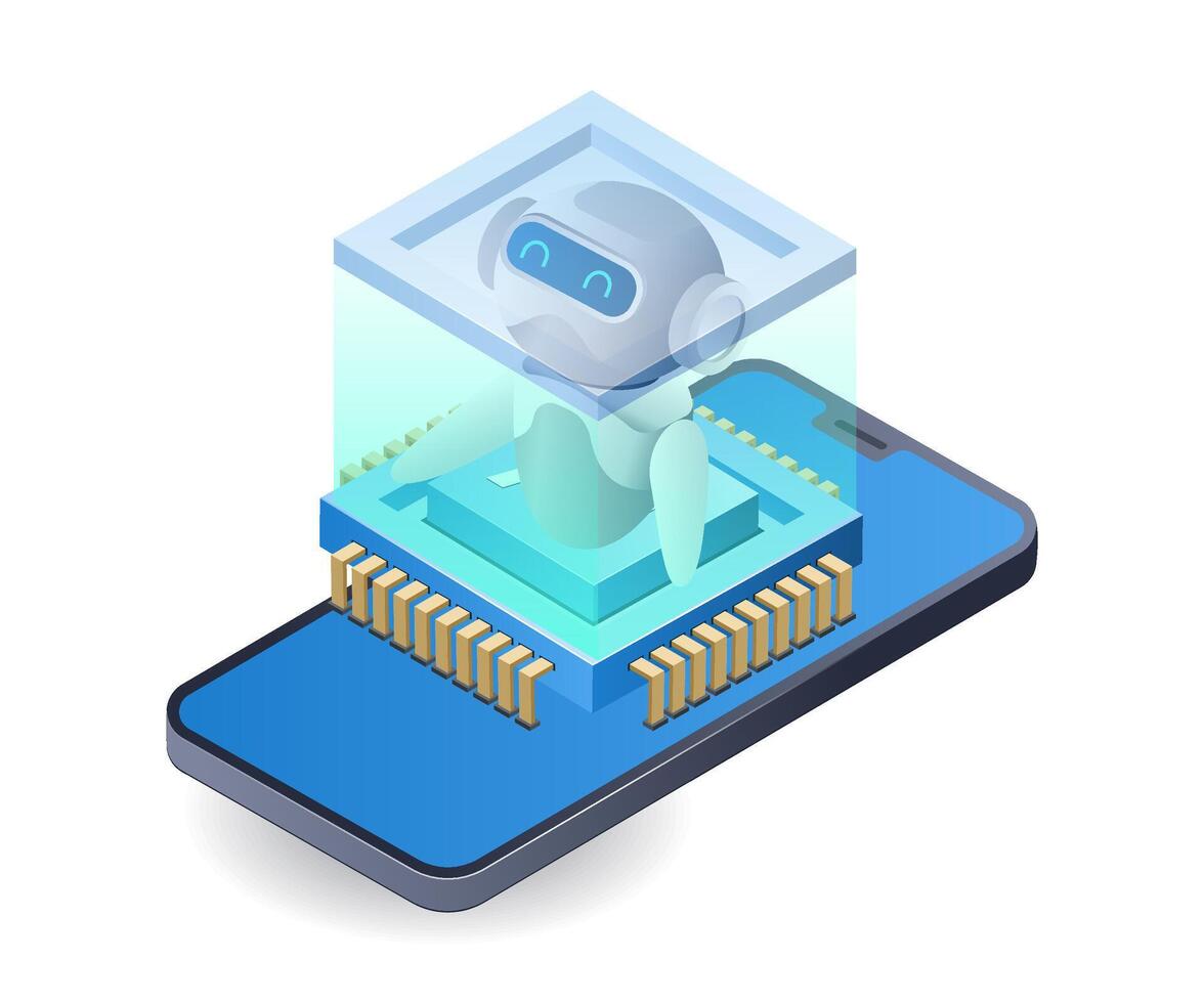 ai La technologie pour téléphone intelligent applications infographie plat isométrique 3d illustration vecteur