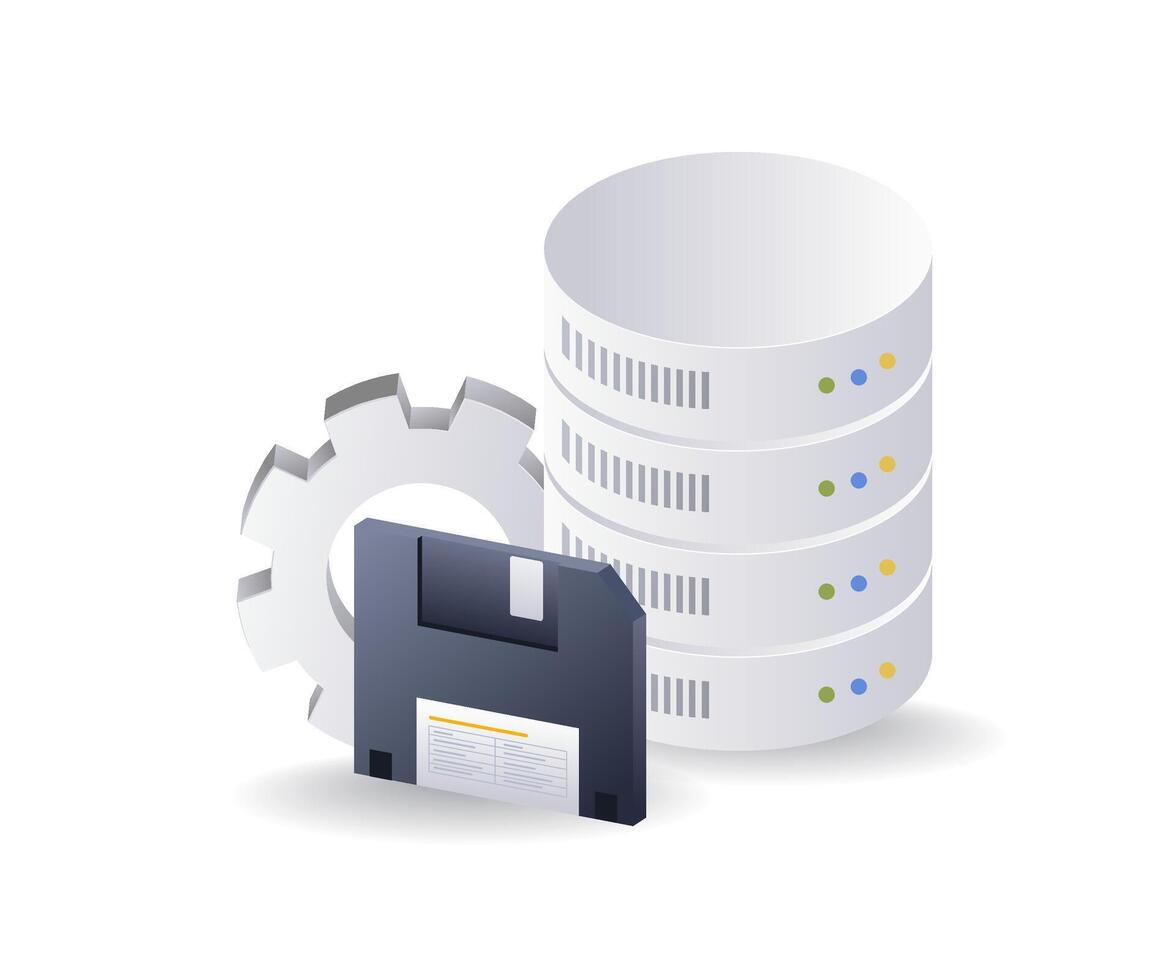 serveur base de données Sécurité infographie 3d plat isométrique illustration vecteur