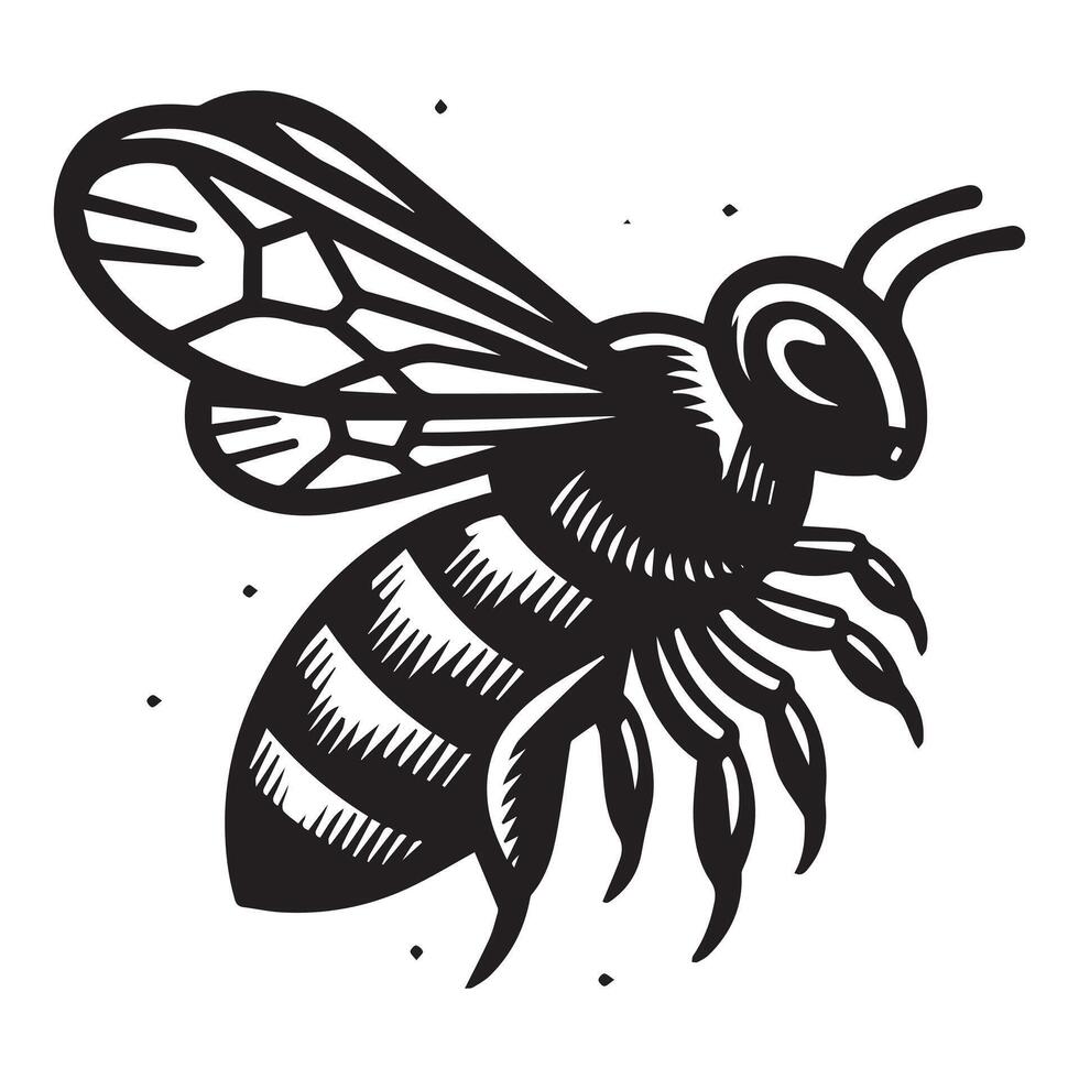 abeille silhouette noir plat illustration vecteur