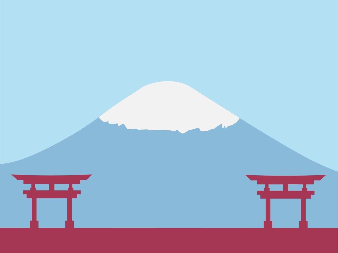 fond de jour de la culture japonaise ou conception de carte de voeux. illustration d'une porte japonaise avec le mont fuji en arrière-plan et une zone d'espace de copie. approprié placé sur le contenu avec ce thème. vecteur