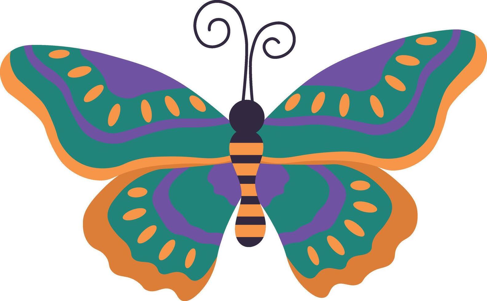 adorable papillon illustration dans plat dessin animé conception. isolé sur blanc Contexte vecteur