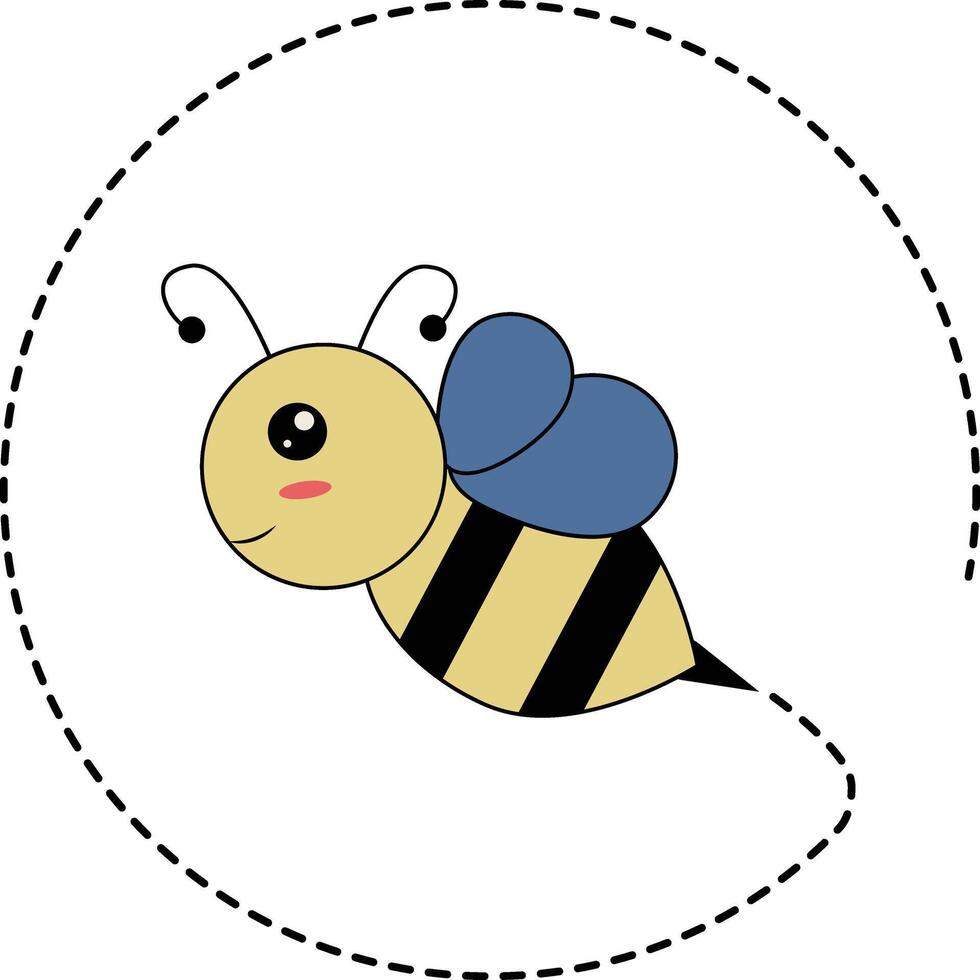 plat dessin animé abeille en volant sur à pois lignes. illustration conception vecteur