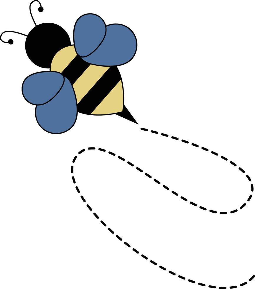 plat dessin animé abeille en volant sur à pois lignes. illustration conception vecteur