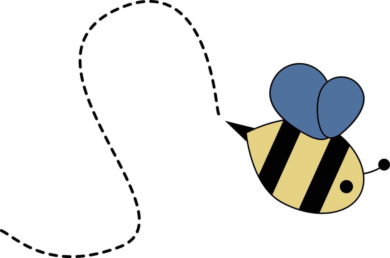 plat dessin animé abeille en volant sur à pois lignes. illustration conception vecteur