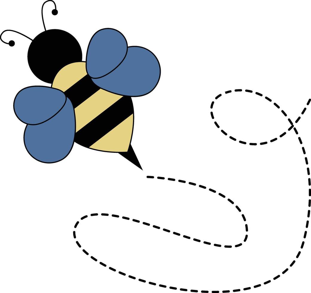 plat dessin animé abeille en volant sur à pois lignes. illustration conception vecteur