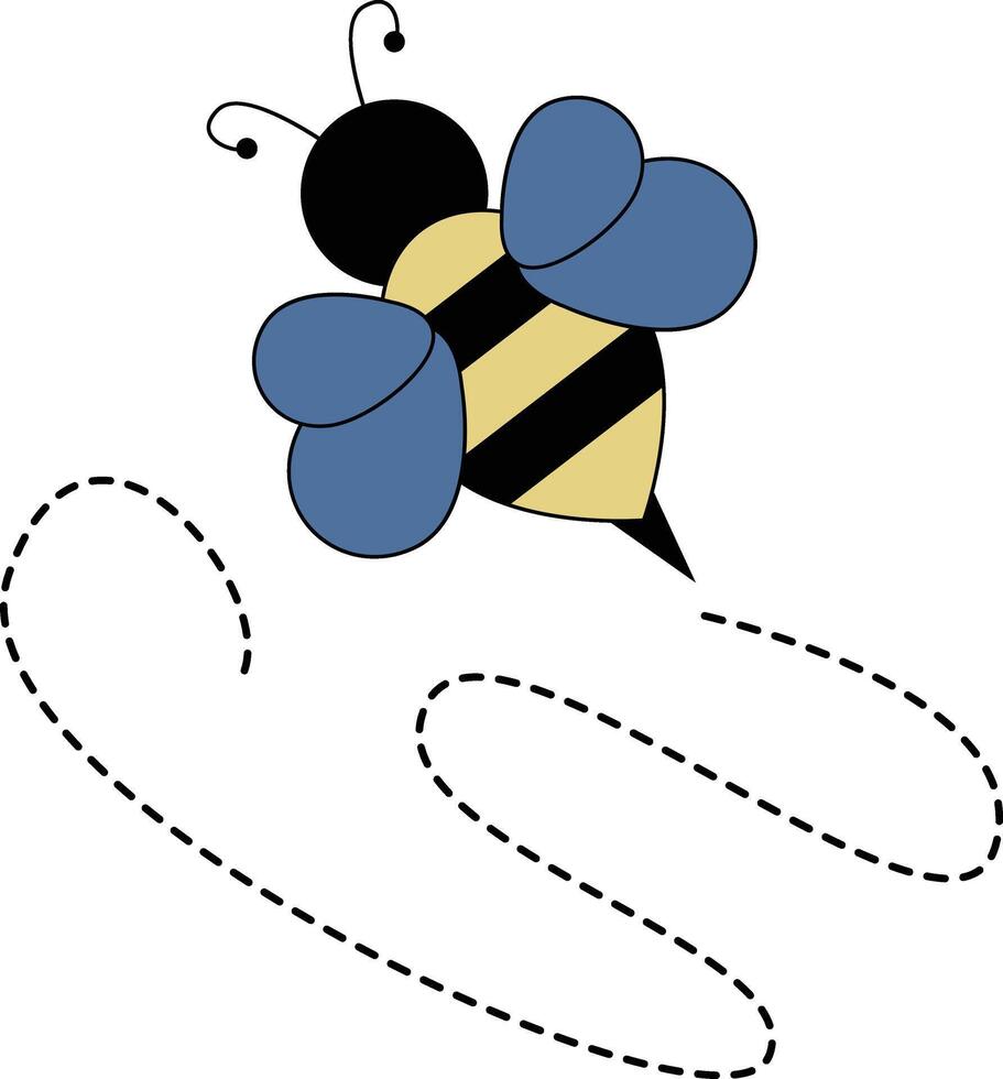 plat dessin animé abeille en volant sur à pois lignes. illustration conception vecteur