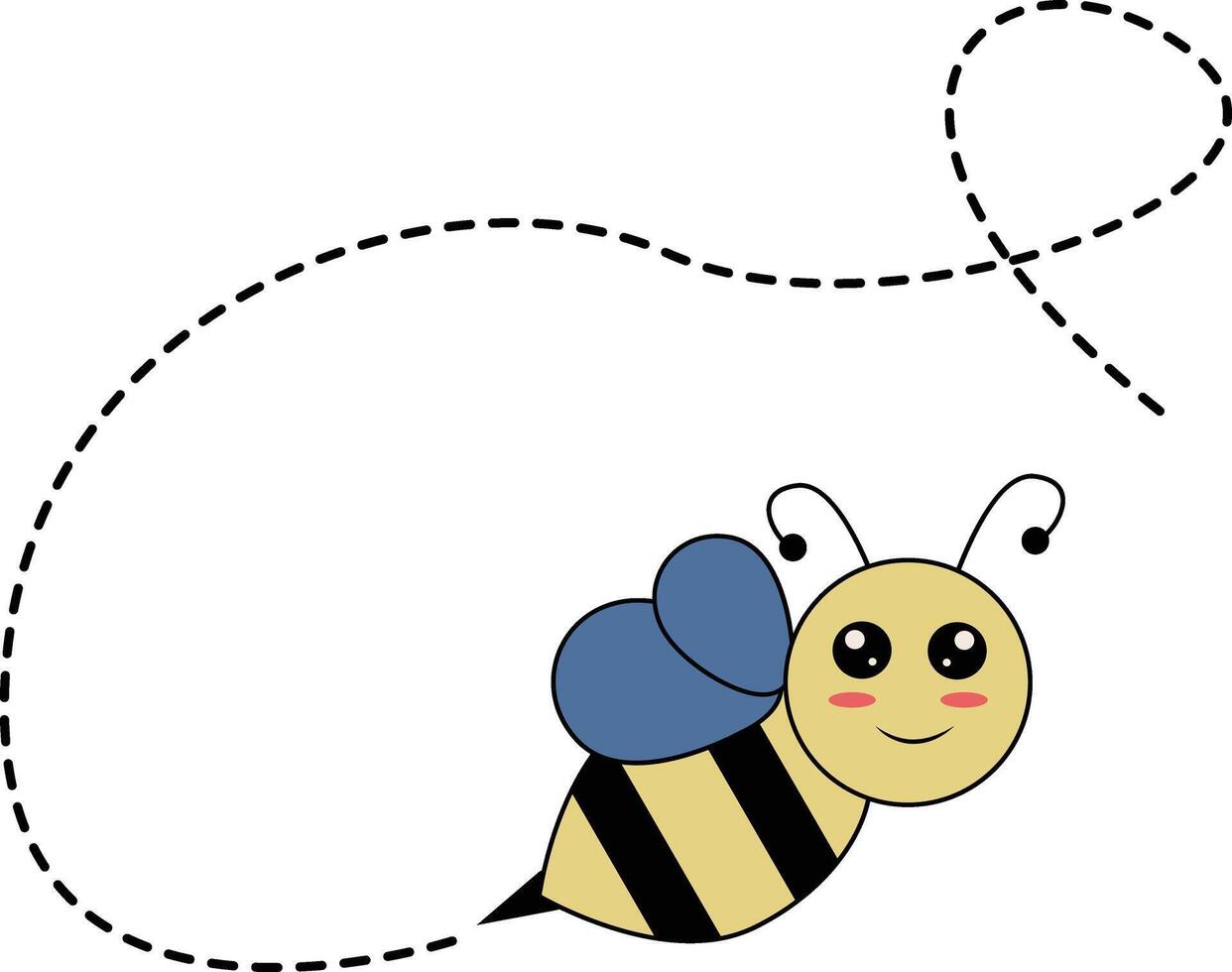 plat dessin animé abeille en volant sur à pois lignes. illustration conception vecteur