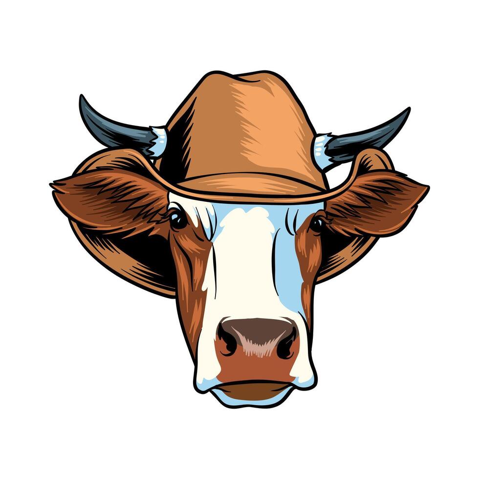 cow-boy vache illustration avec Couleur vecteur