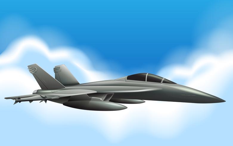 Jet militaire en vol dans le ciel vecteur